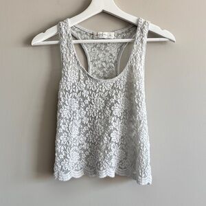 Abercrombie & Fitch Gray Lace Crop Tank Top